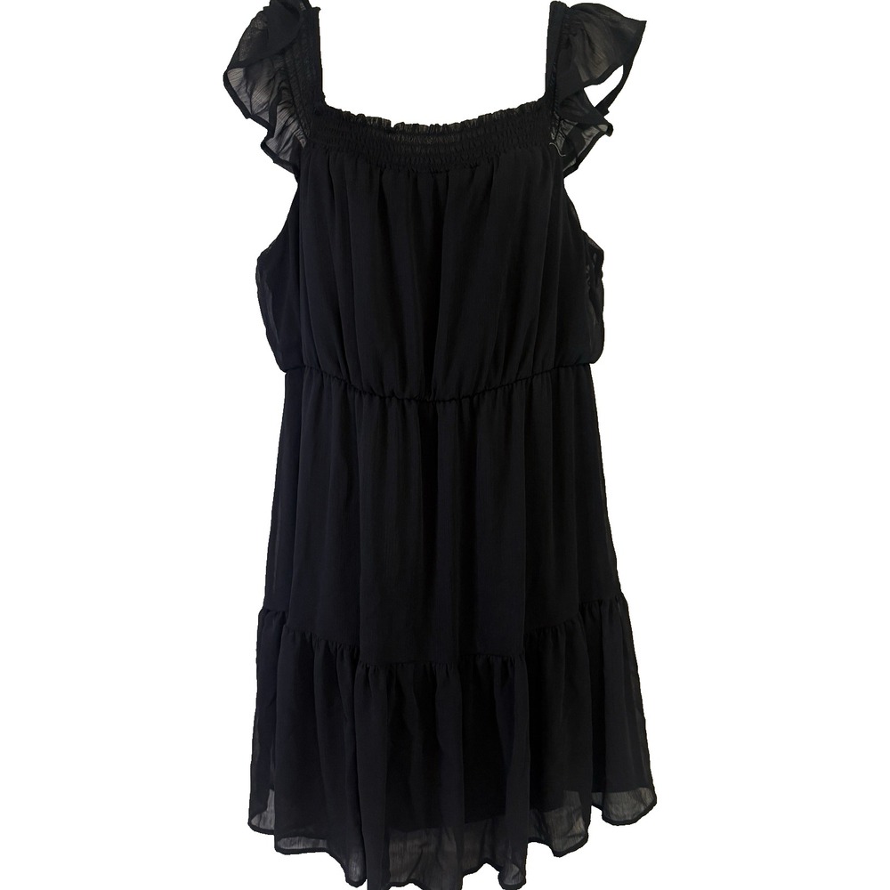 NWT Womens Y2K Tiered Flutter Sleeve Mini Dress XXL Elastic Waist Cottagecore